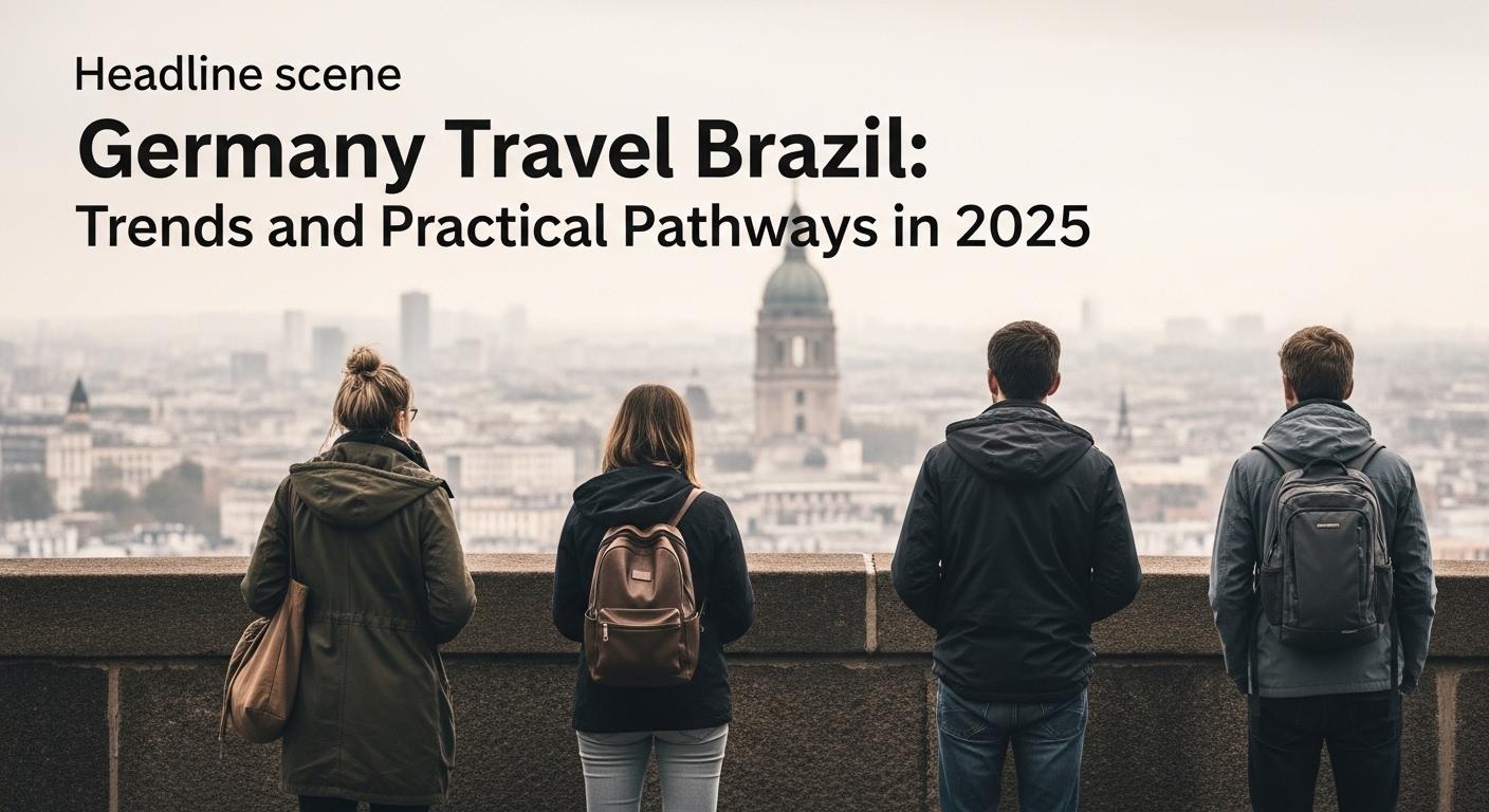 Germany-Brazil travel connection map with flags and planes.