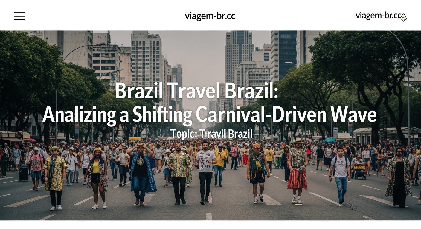 Brazil travel collage showing airport, Carnaval celebration, and coastal landscapes.
