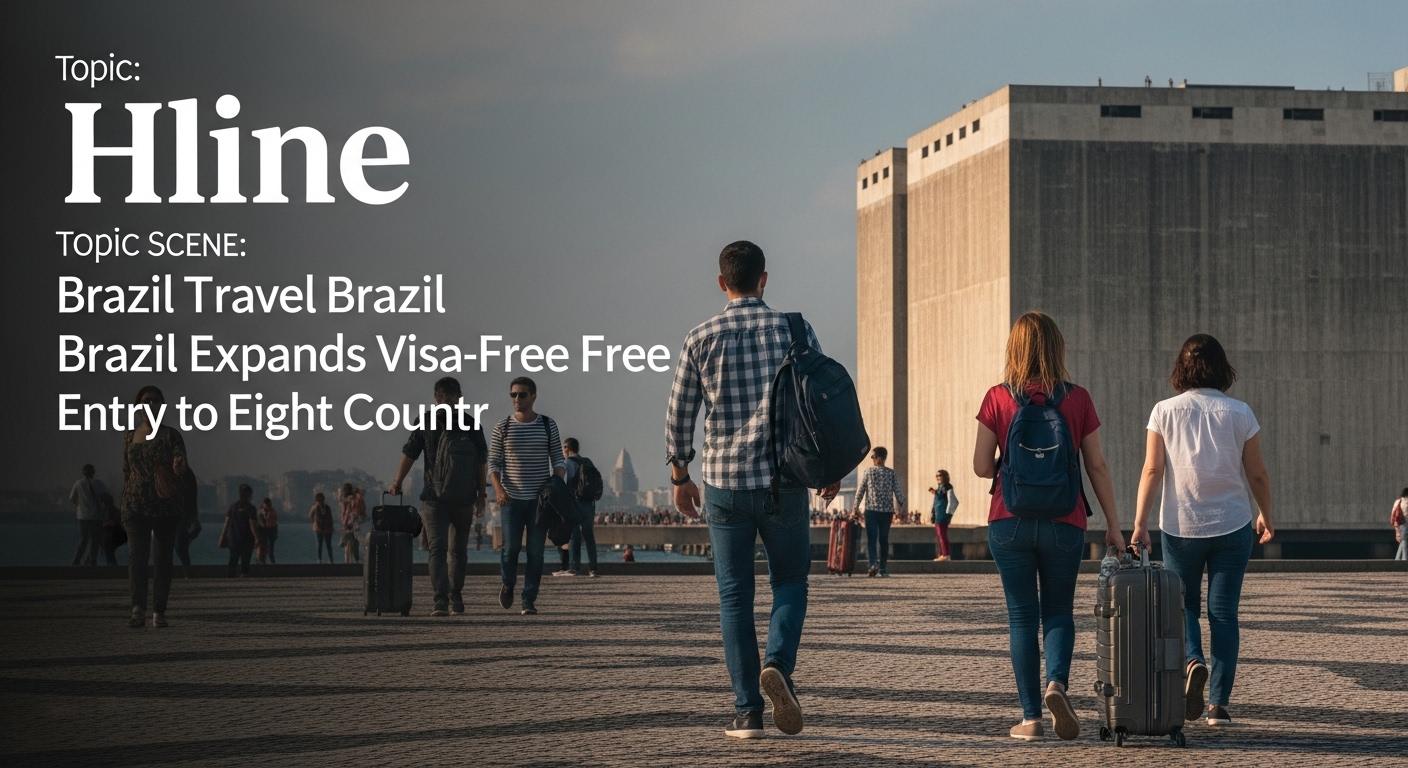 Brazilian traveler with passport and map of visa-free destinations around the world.