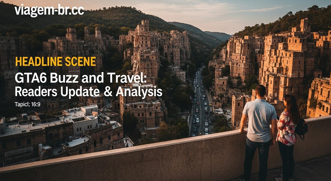 Brazilian travel article concept with GTA6-inspired design elements and tropical scenery